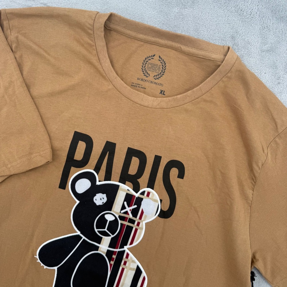 Chrome Edge‎ Bordo Cromato Paris Teddy Bear Graphic T-Shirt Tan Mens XL NEW
